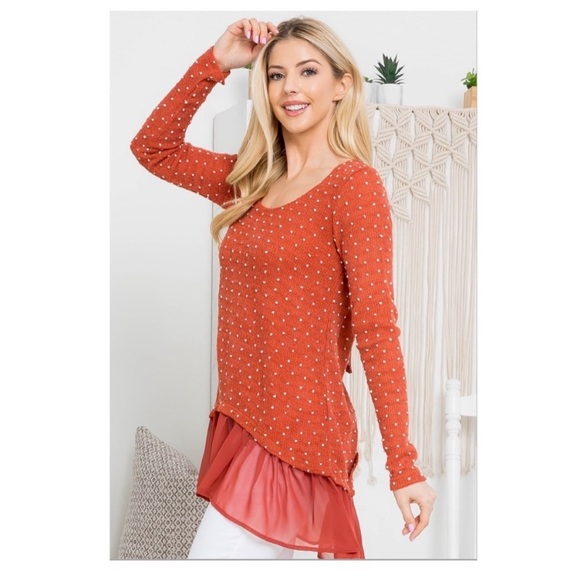 Only 1 left ❤️Beautiful Avere Ryu dark orange scoop neck lace sweater - Picture 4 of 8